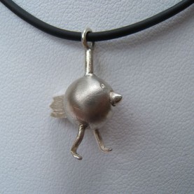 Zilveren hanger loopvogel 